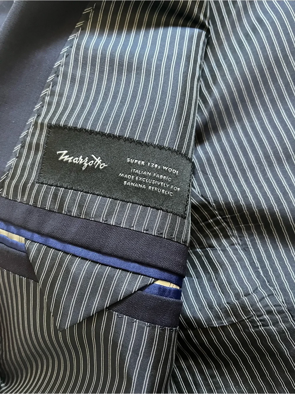 Banana Republic Blazer Men 42L Blue Standard Fit Marzotto Italian 120s Wool